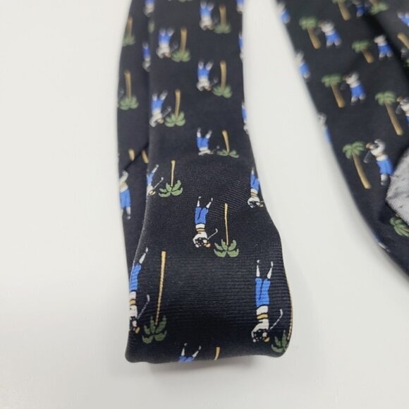 Tango Tropicalo | Golfer Printed Black 100% Silk Tie - Picture 8 of 9